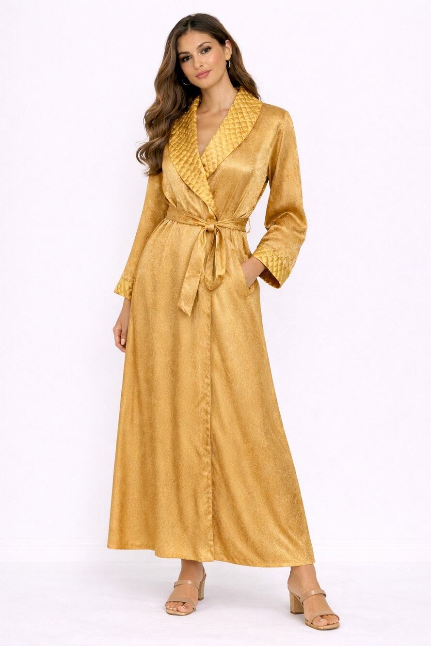 Vintage Victoria’s Secret Gold Paisley Satin Robe – 1990s Medium